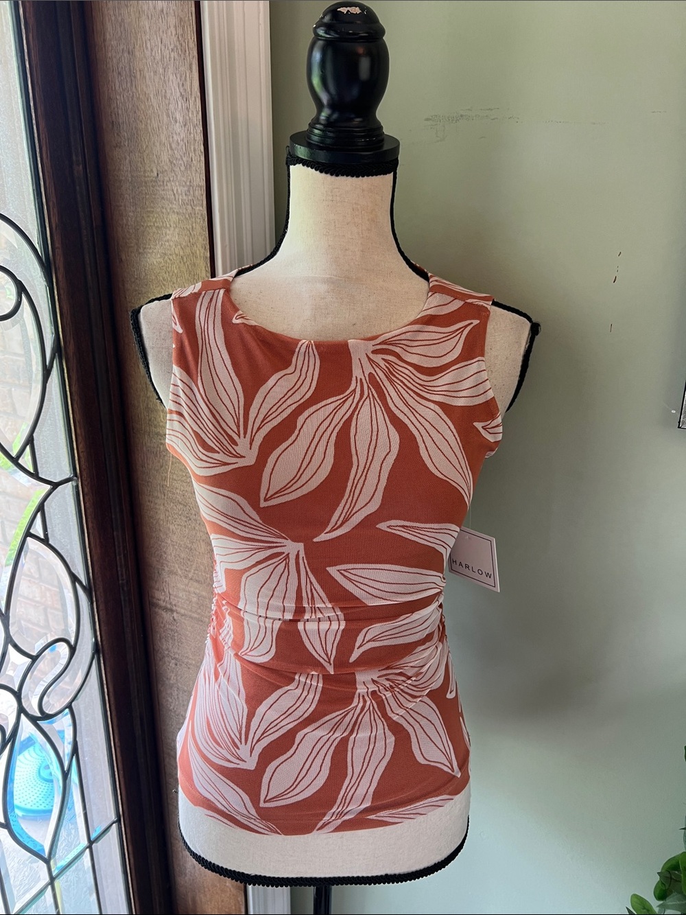 Harlow Rust Floral-Print Sleeveless Tank Top